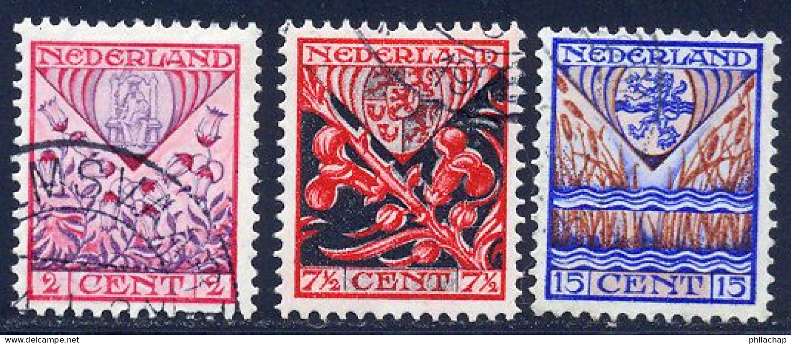 Pays-Bas 1927 Yvert 195 - 197 - 198 (o) B Oblitere(s) - Usados