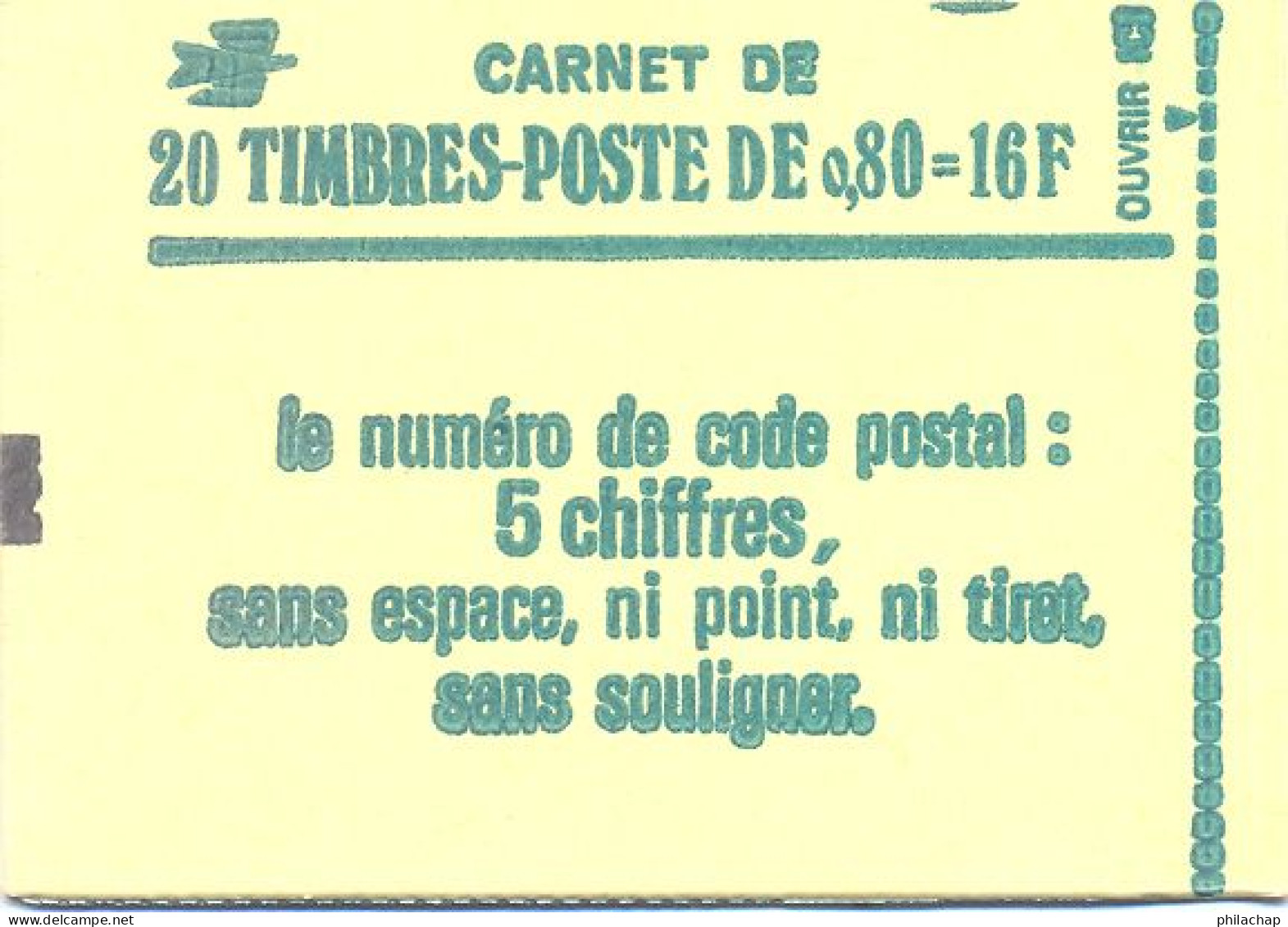 France Carnet 1977 Yvert 1970a C1 ** TB Gomme Mate - Altri & Non Classificati