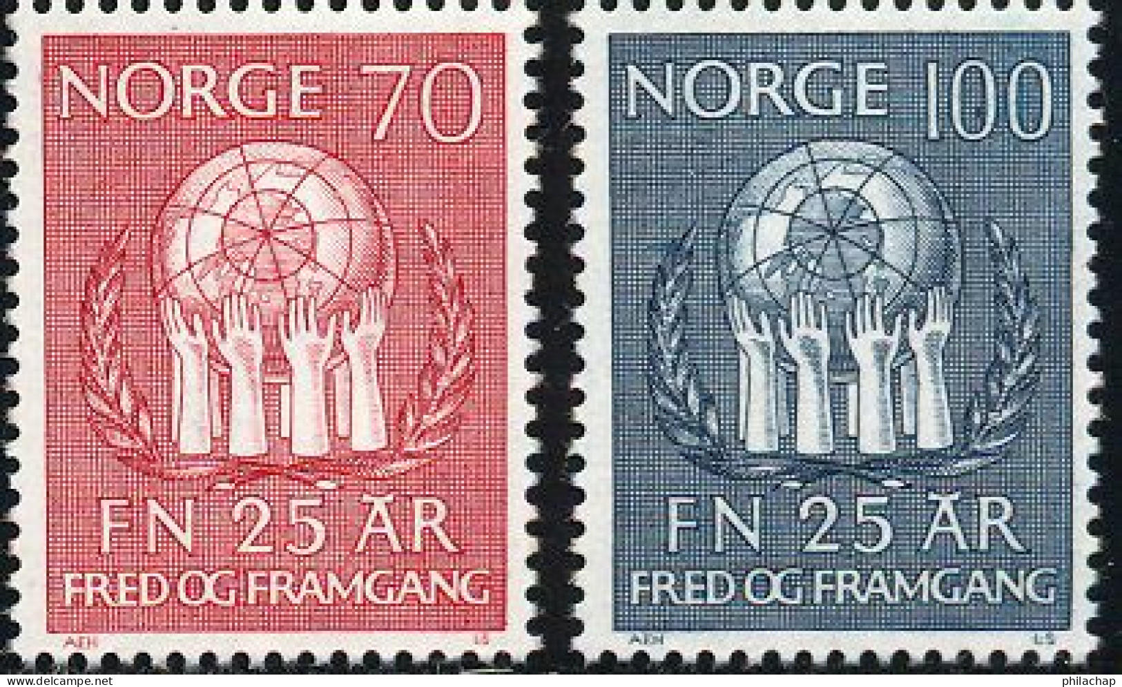 Norvege 1970 Yvert 567 / 568 ** TB Bord De Feuille - Unused Stamps