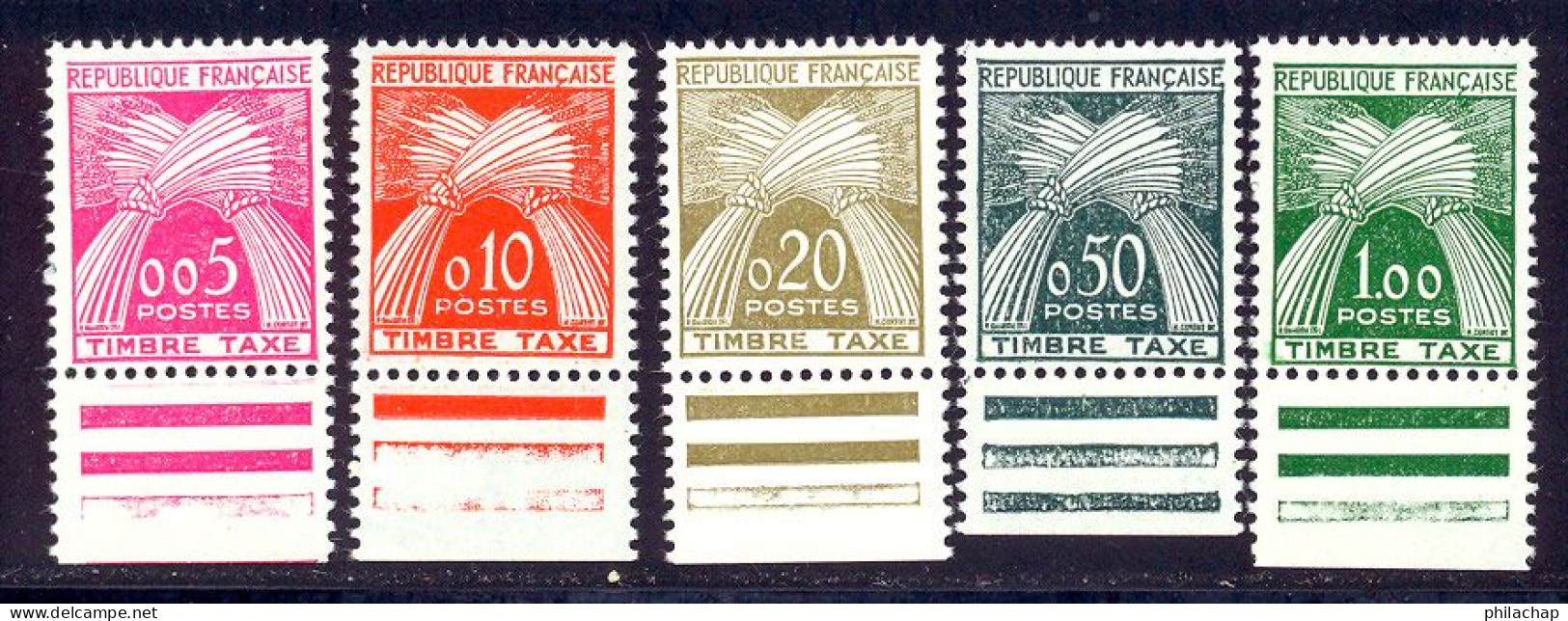 France Taxe 1960 Yvert 90 / 94 ** TB Bord De Feuille - 1960-... Ungebraucht