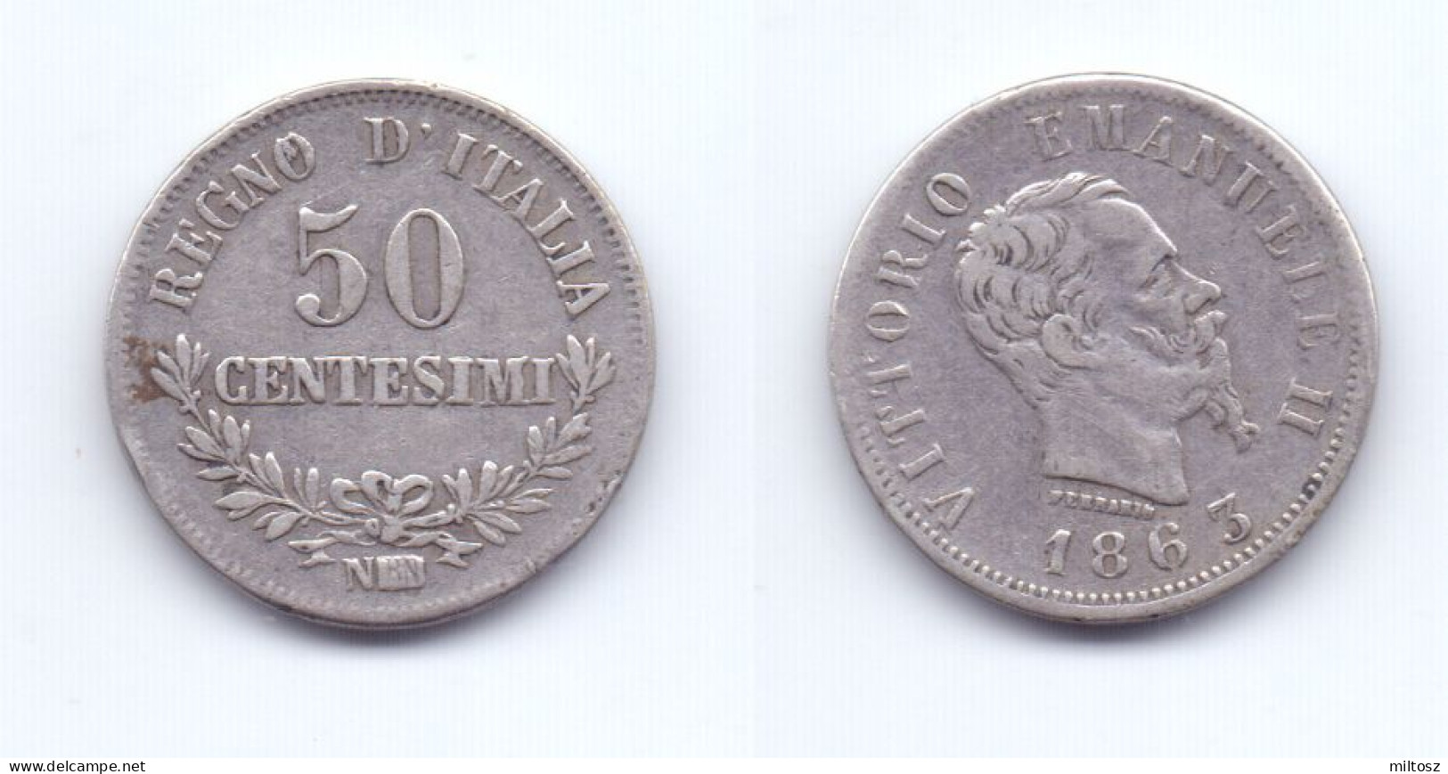 Italy 50 Centesimi 1863 NBN - 1861-1878 : Vittoro Emanuele II