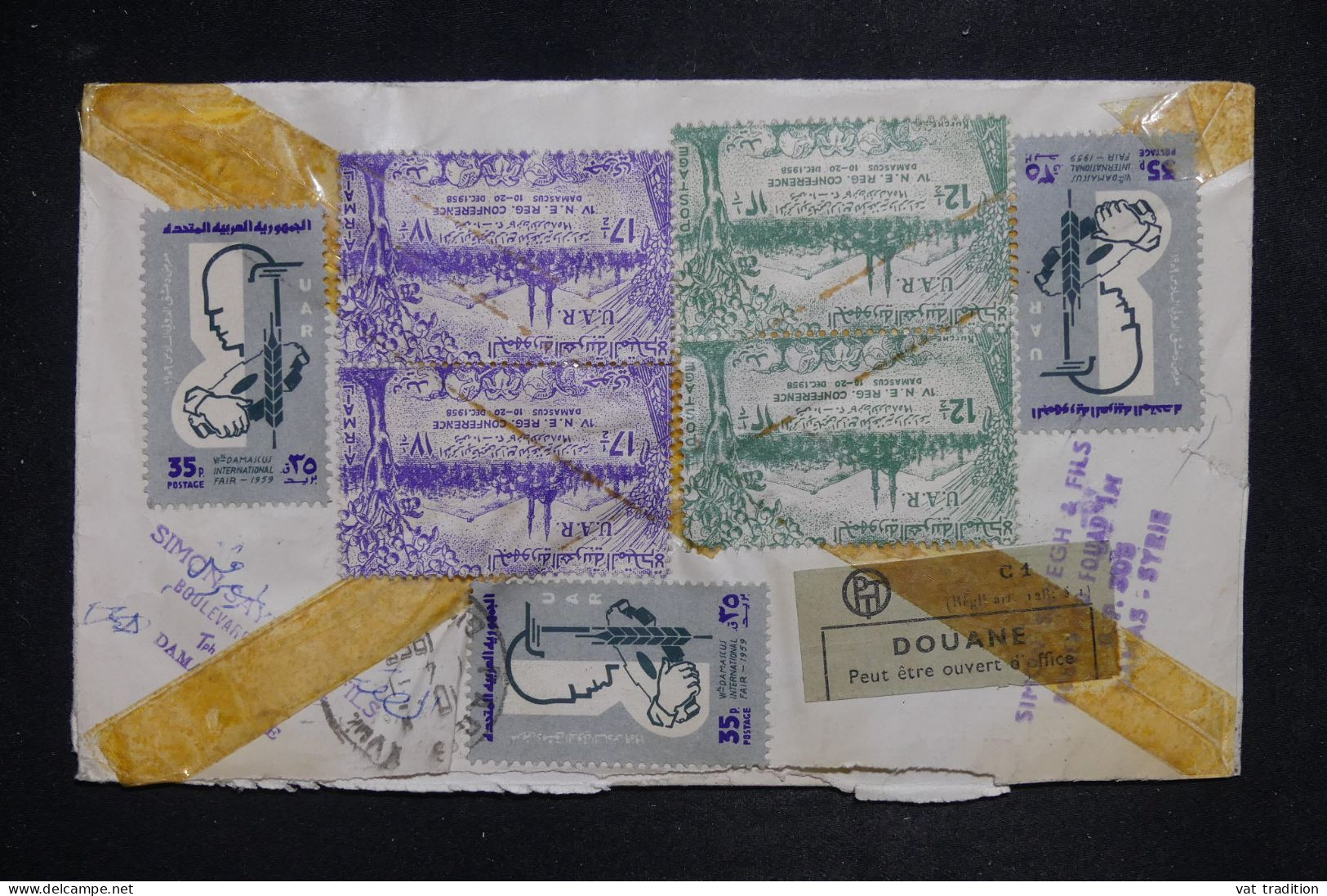 SYRIE - Enveloppe FDC De Damas Pour La France En 1959, Affranchissement Recto Et Verso - L 151601 - Syrie