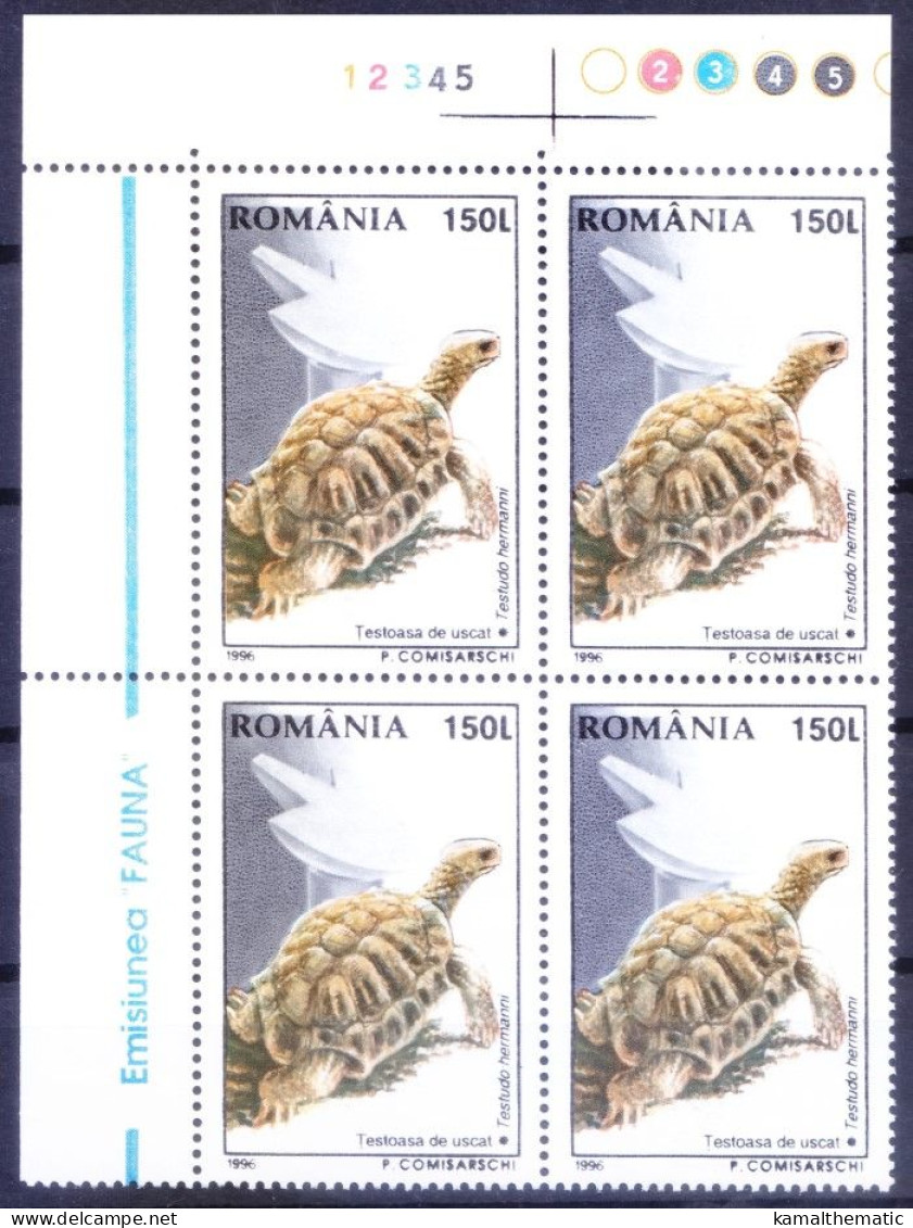 Romania 1996 MNH Blk Color Guide, Hermanns Tortoise, Reptiles, Turtles - Schildkröten