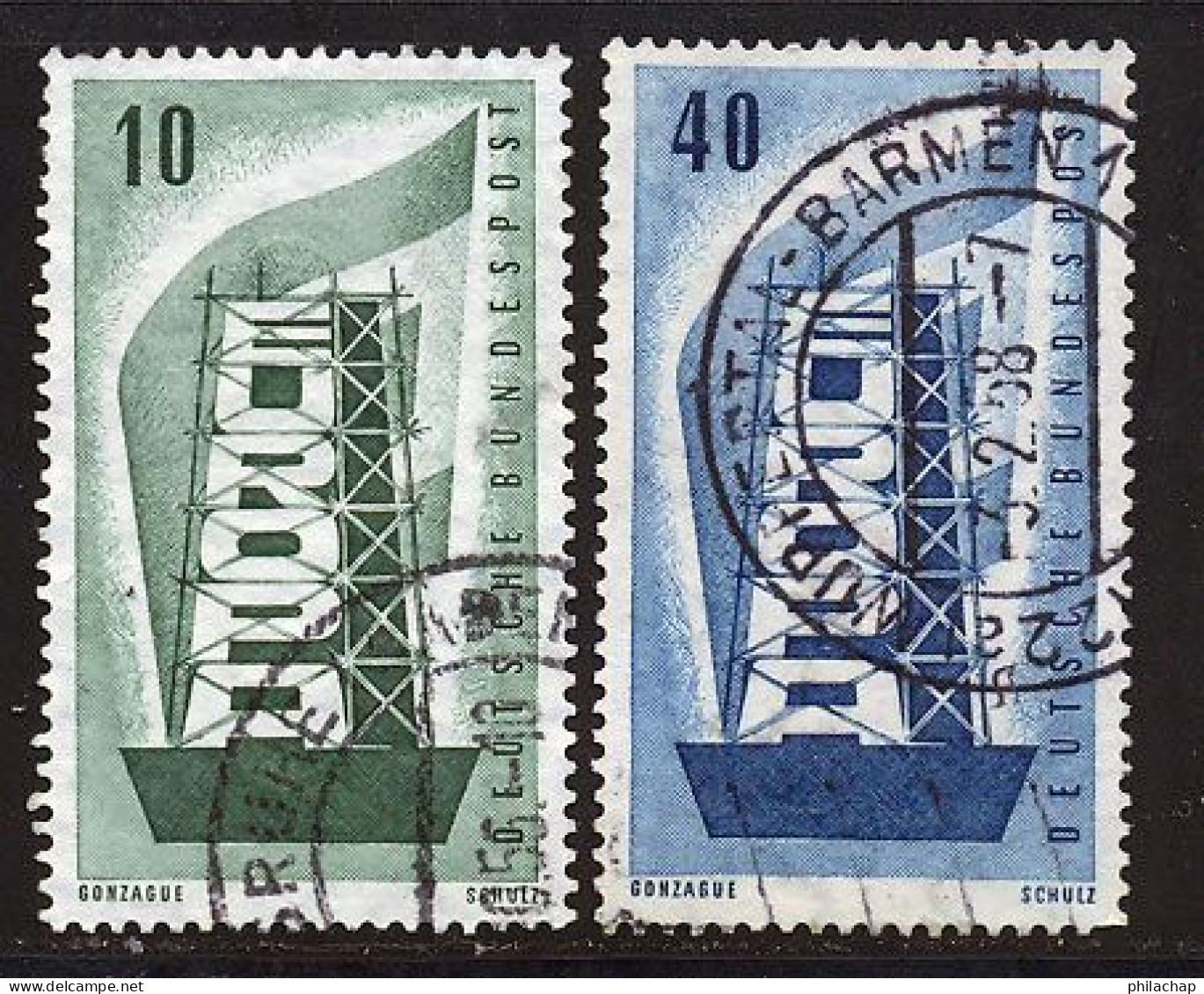 Allemagne Federale 1956 Yvert 117 / 118 (o) B Oblitere(s) - Usados