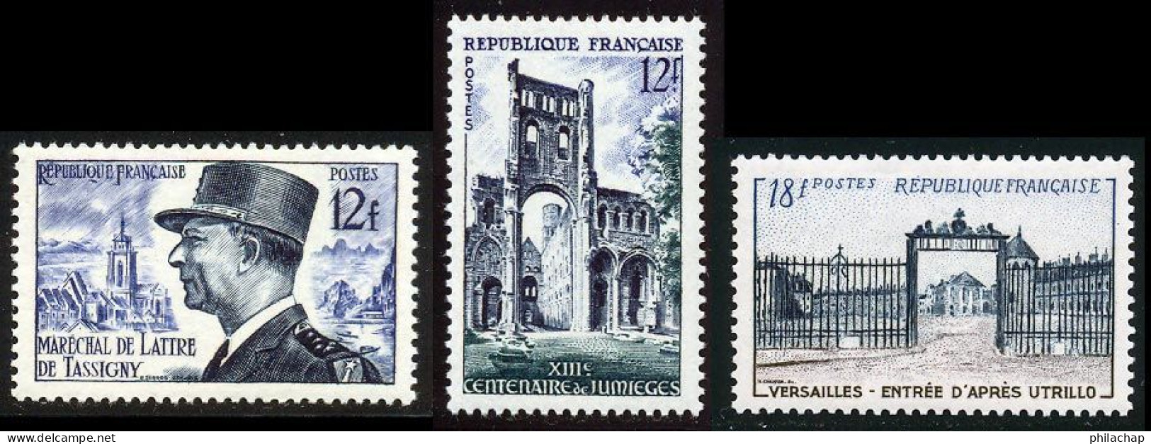 France 1954 Yvert 982 - 985 - 988 ** TB Bord De Feuille - Nuovi