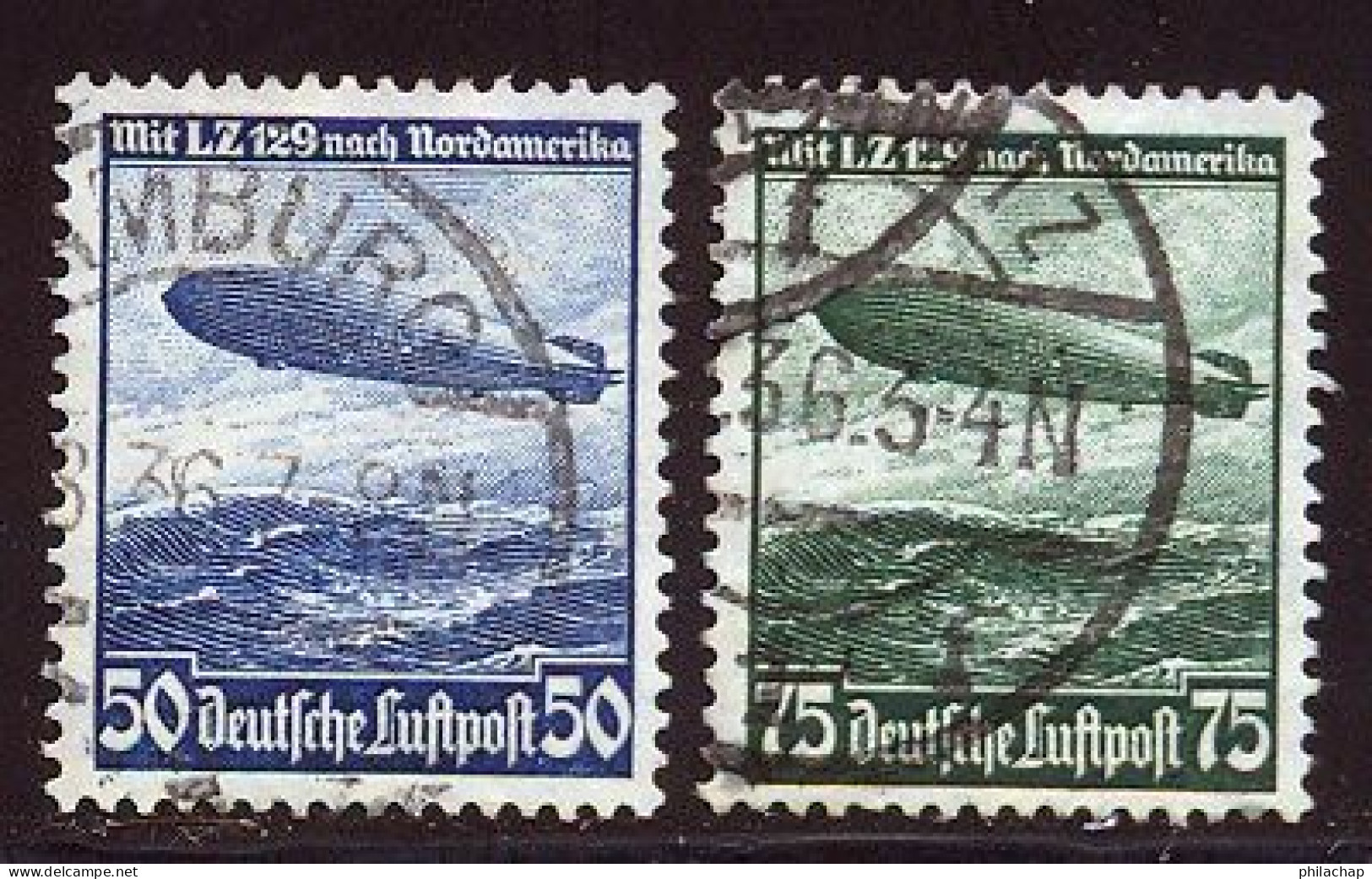 Allemagne Empire PA 1936 Yvert 55 / 56 (o) B Oblitere(s) - Poste Aérienne & Zeppelin