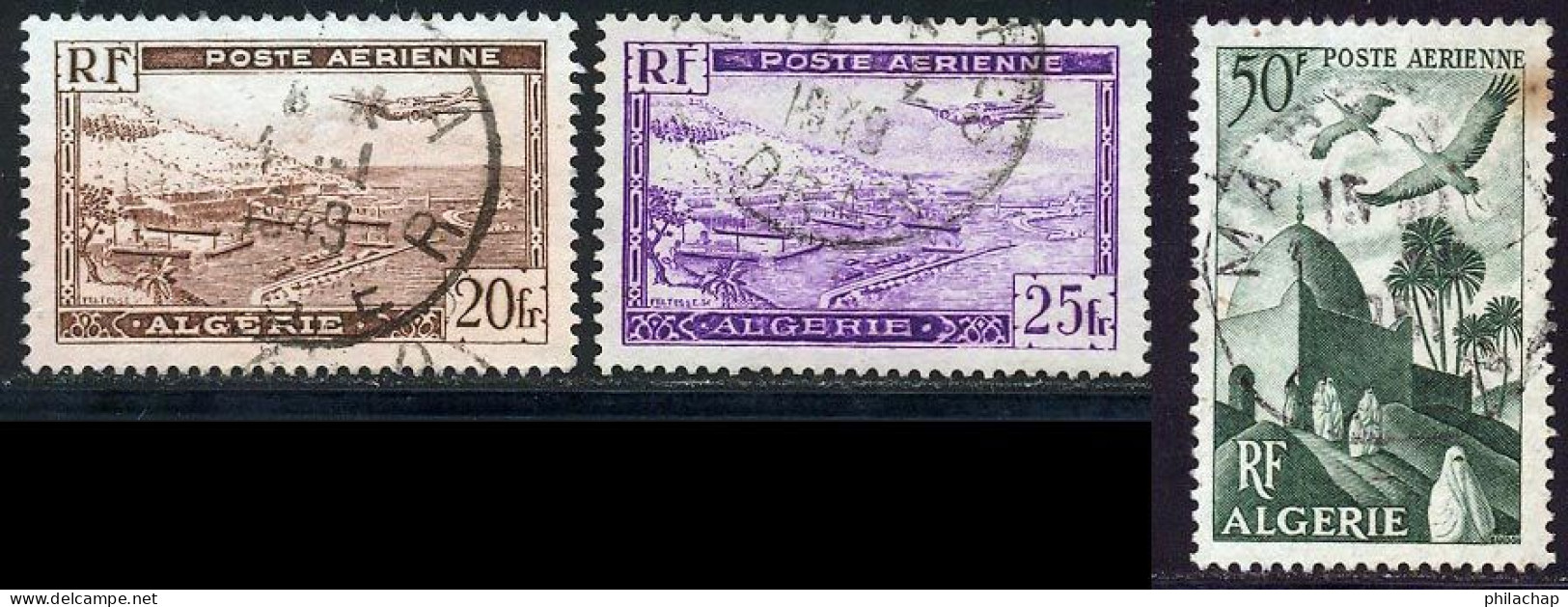 Algerie PA 1949 Yvert 4 - 5 - 9 (o) B Oblitere(s) - Airmail