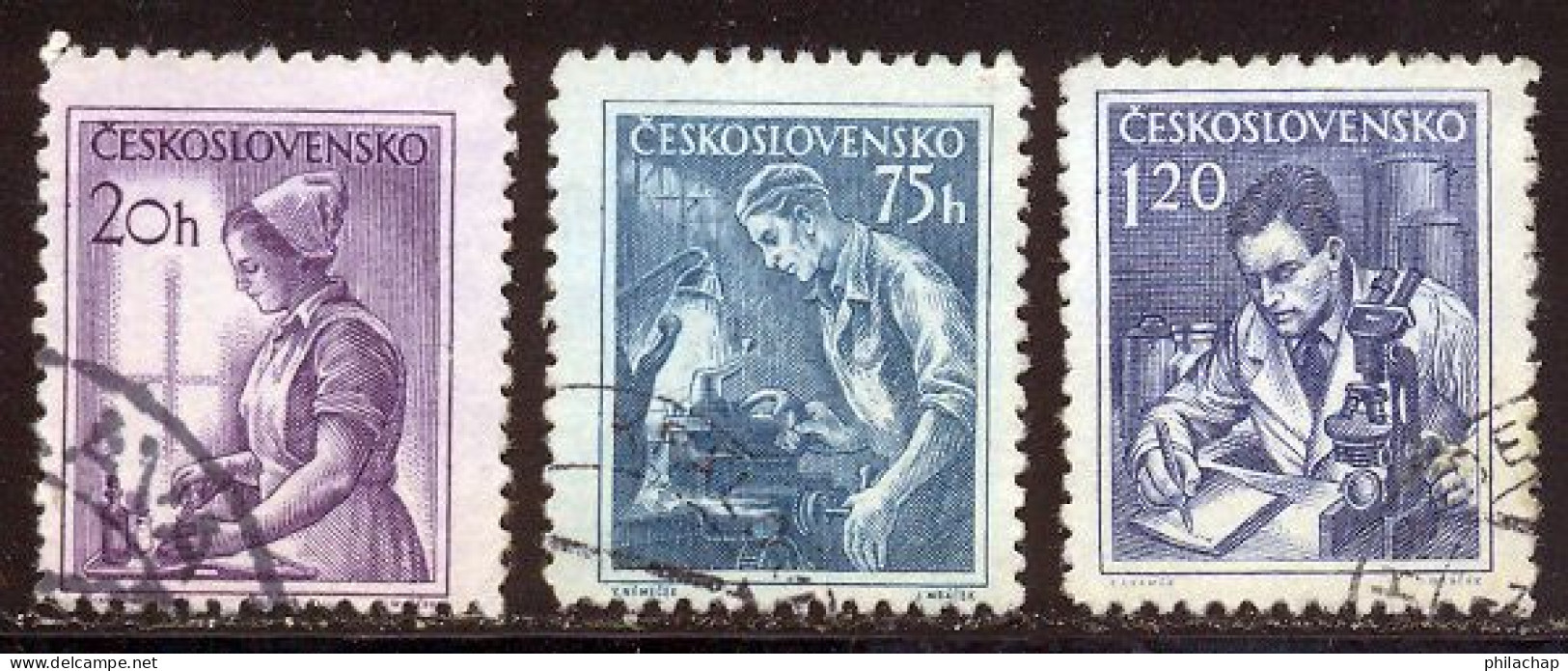 Tchecoslovaquie 1954 Yvert 755 - 757A - 760 (o) B Oblitere(s) - Gebruikt