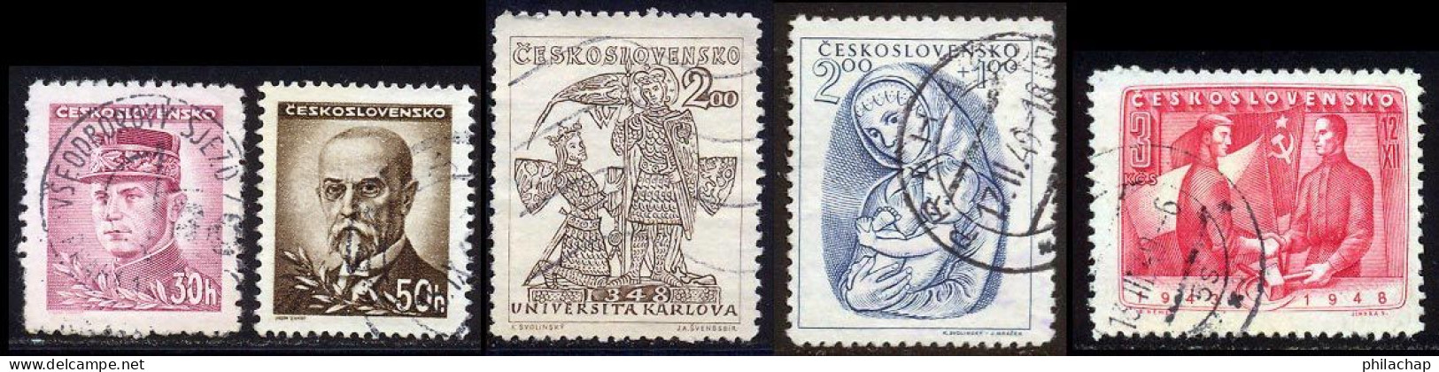 Tchecoslovaquie 1948 Yvert 403-404-468-485-487 (o) B Oblitere(s) - Used Stamps