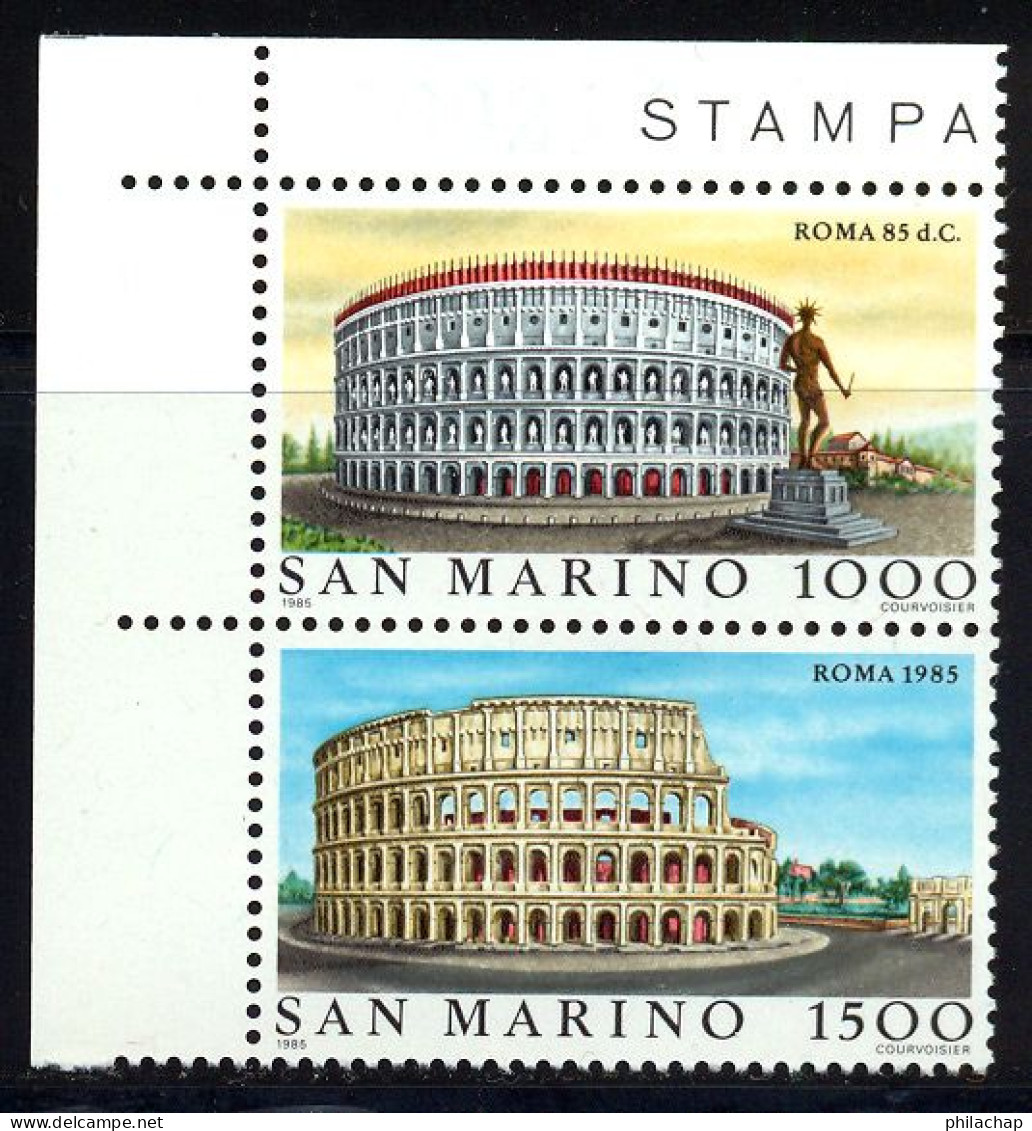 Saint-Marin 1985 Yvert 1124 / 1125 ** TB Coin De Feuille - Unused Stamps