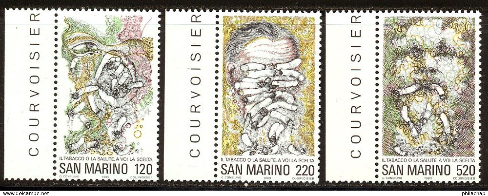 Saint-Marin 1980 Yvert 1006 / 1008 ** TB Bord De Feuille - Unused Stamps