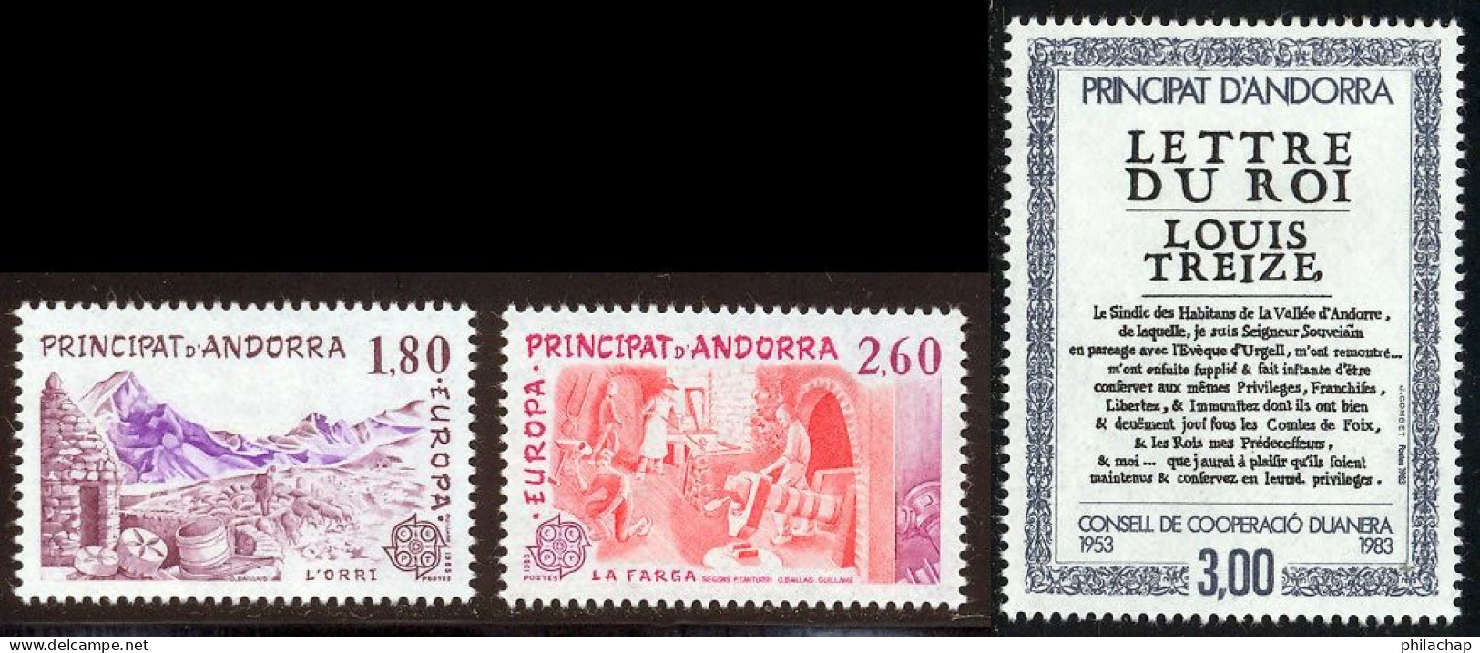 Andorre Francais 1983 Yvert 313 / 315 ** TB - Nuevos