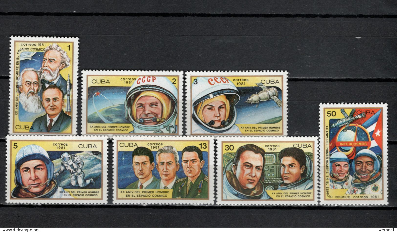 Cuba 1981 Space, 20th Anniversary Of First Spaceflight Set Of 7 MNH - North  America