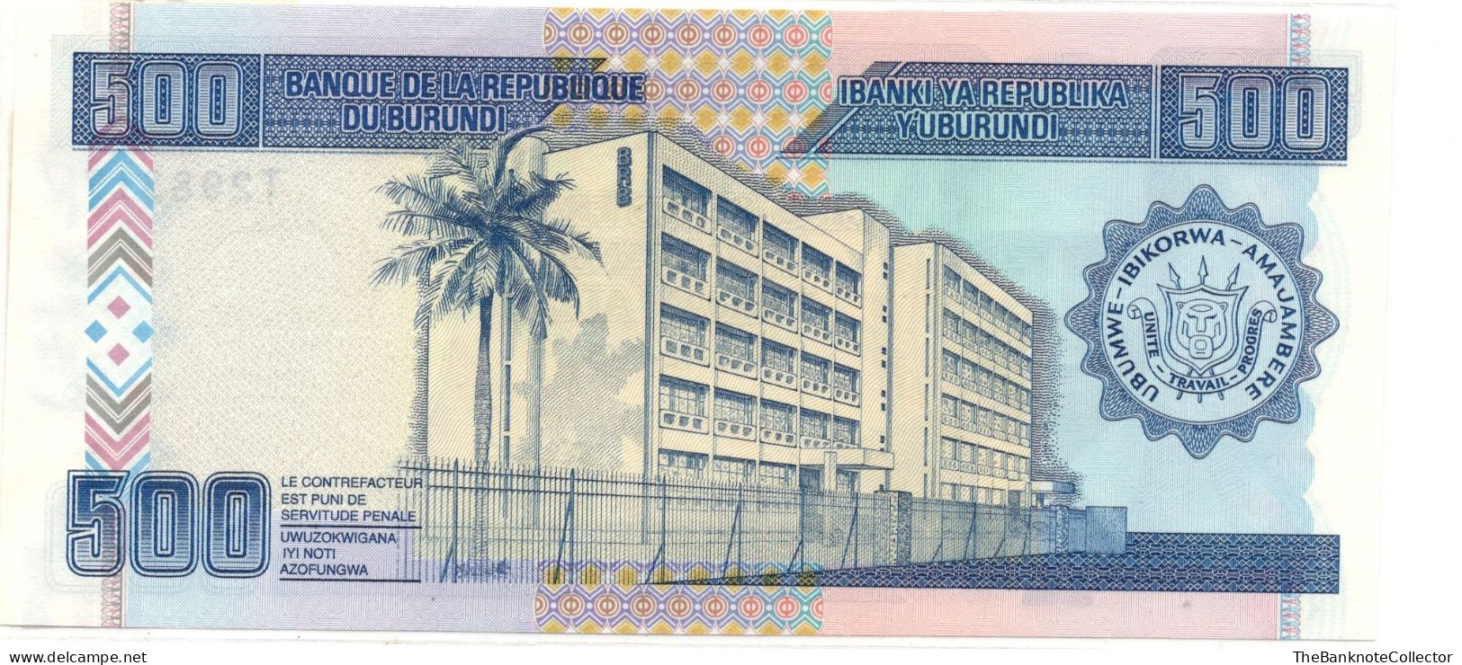 Burundi 500 Francs 1988 P-30 UNC - Burundi