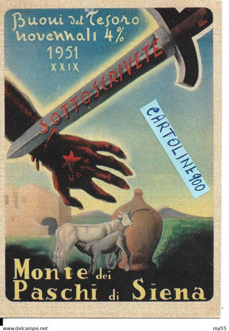 Toscana Siena Pubblicita Monte Dei Paschi Di Siena Buoni Del Tesoro 1951 (v.retro) - Publicité