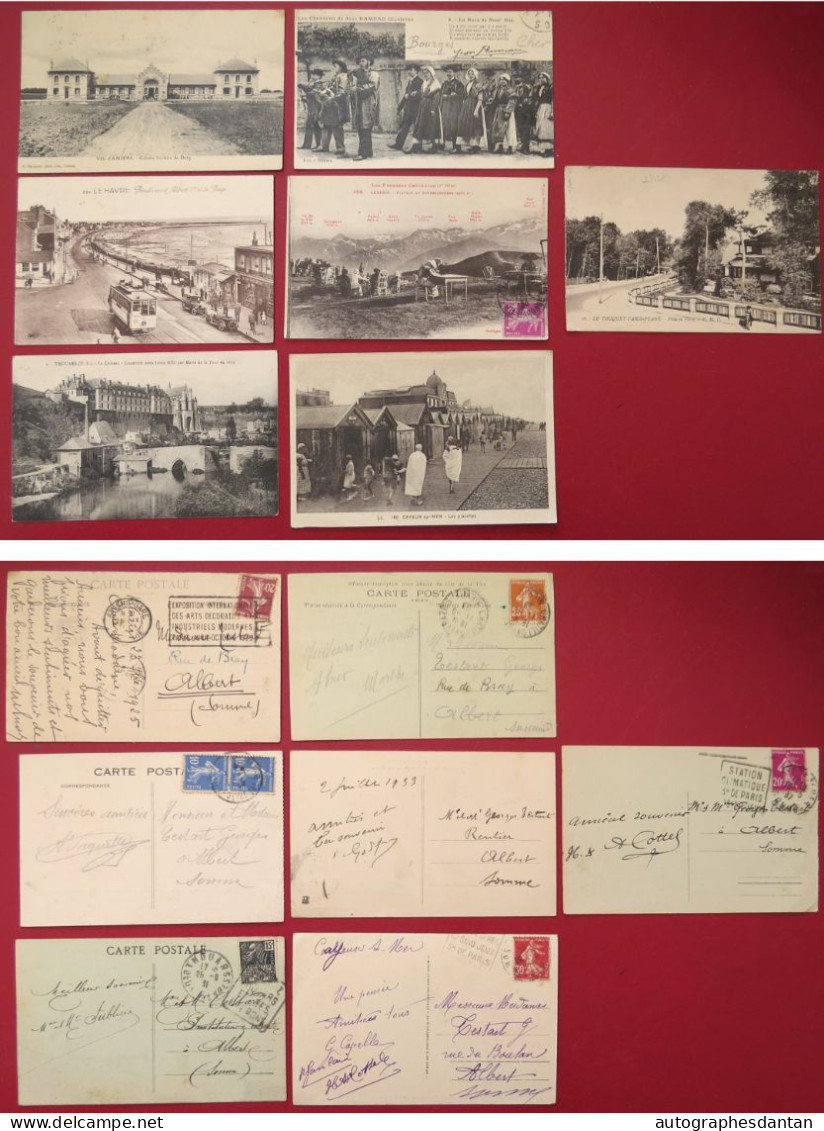 ● Lot De 7 CPA Envoyées à ALBERT Dans La SOMME Famille TESTART Instituteur / Rentier - Cartes Postales - Collections & Lots