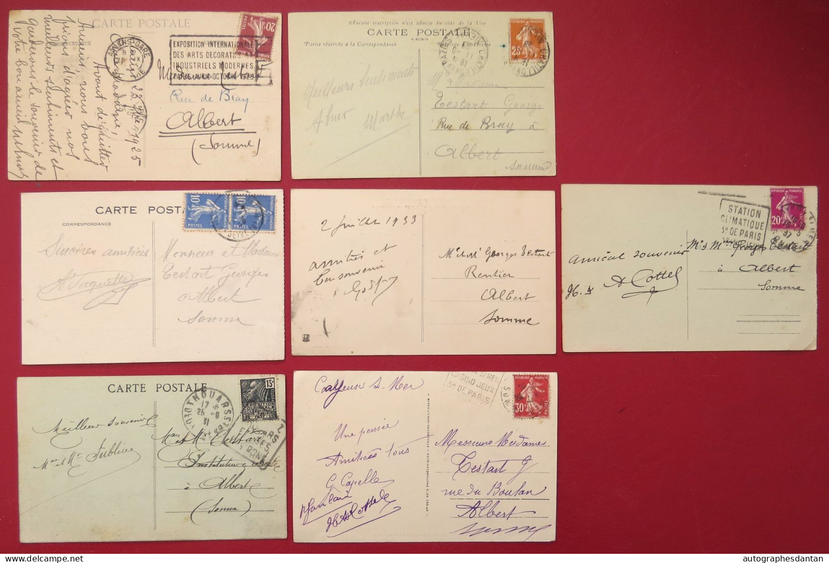 ● Lot De 7 CPA Envoyées à ALBERT Dans La SOMME Famille TESTART Instituteur / Rentier - Cartes Postales - Verzamelingen & Kavels