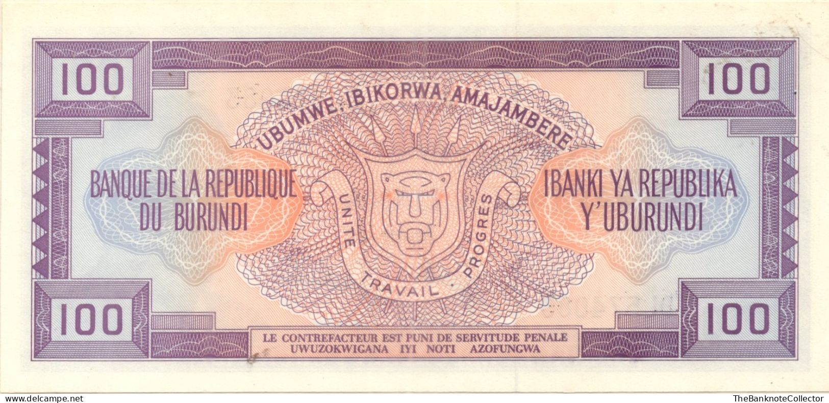 Burundi 100 Francs 1990 P-29 UNC - Burundi