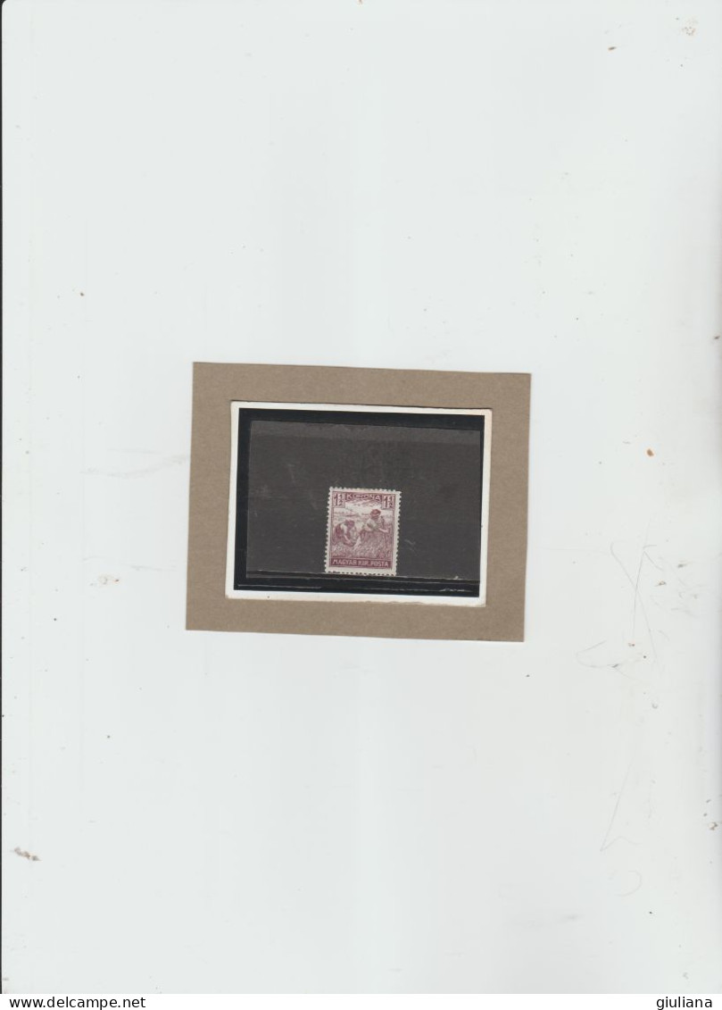 Ungheria 1920 - (UN) 333** "Mietitura. Scritta MAGYAR KIR: POSTA" - 1,5kr  Regno D'Ungheria - Unused Stamps