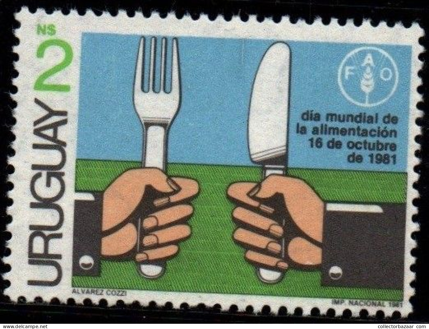 1982 Uruguay World Food Day Fork Knife  #1125 ** MNH - Uruguay