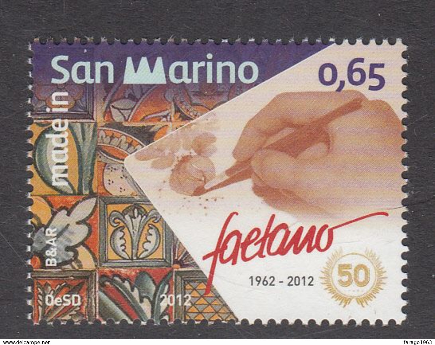 2012 San Marino Faetano Art Complete Set Of 1 MNH - Nuovi