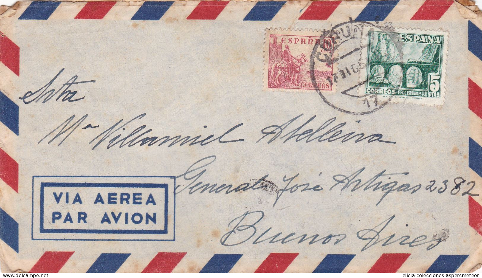 Spain - 1951 - Airmail - Letter - Sent From La Coruña To Buenos Aires, Argentina - Caja 30 - Covers & Documents