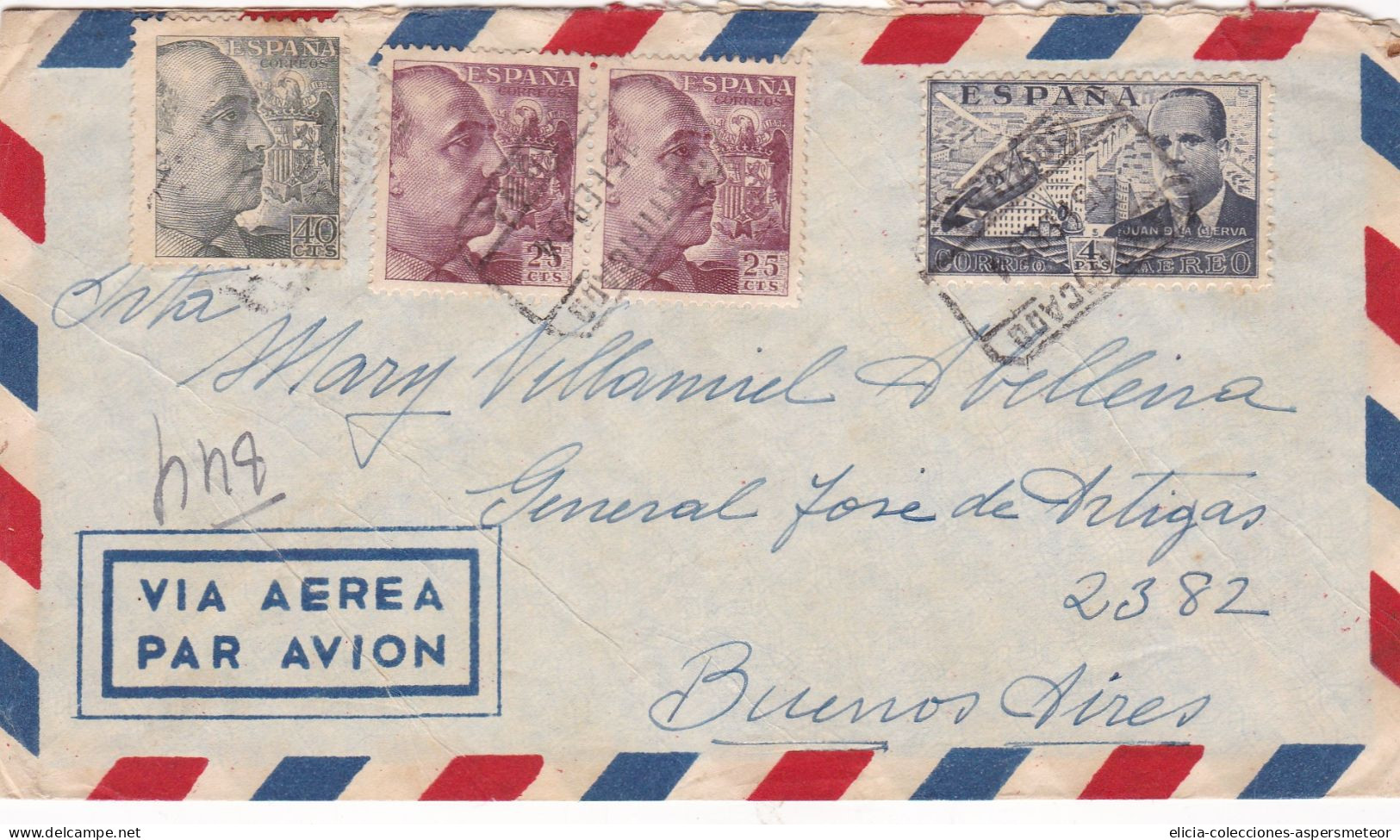 Spain - 1954 - Airmail - Letter - Sent From La Coruña To Buenos Aires, Argentina - Caja 30 - Covers & Documents