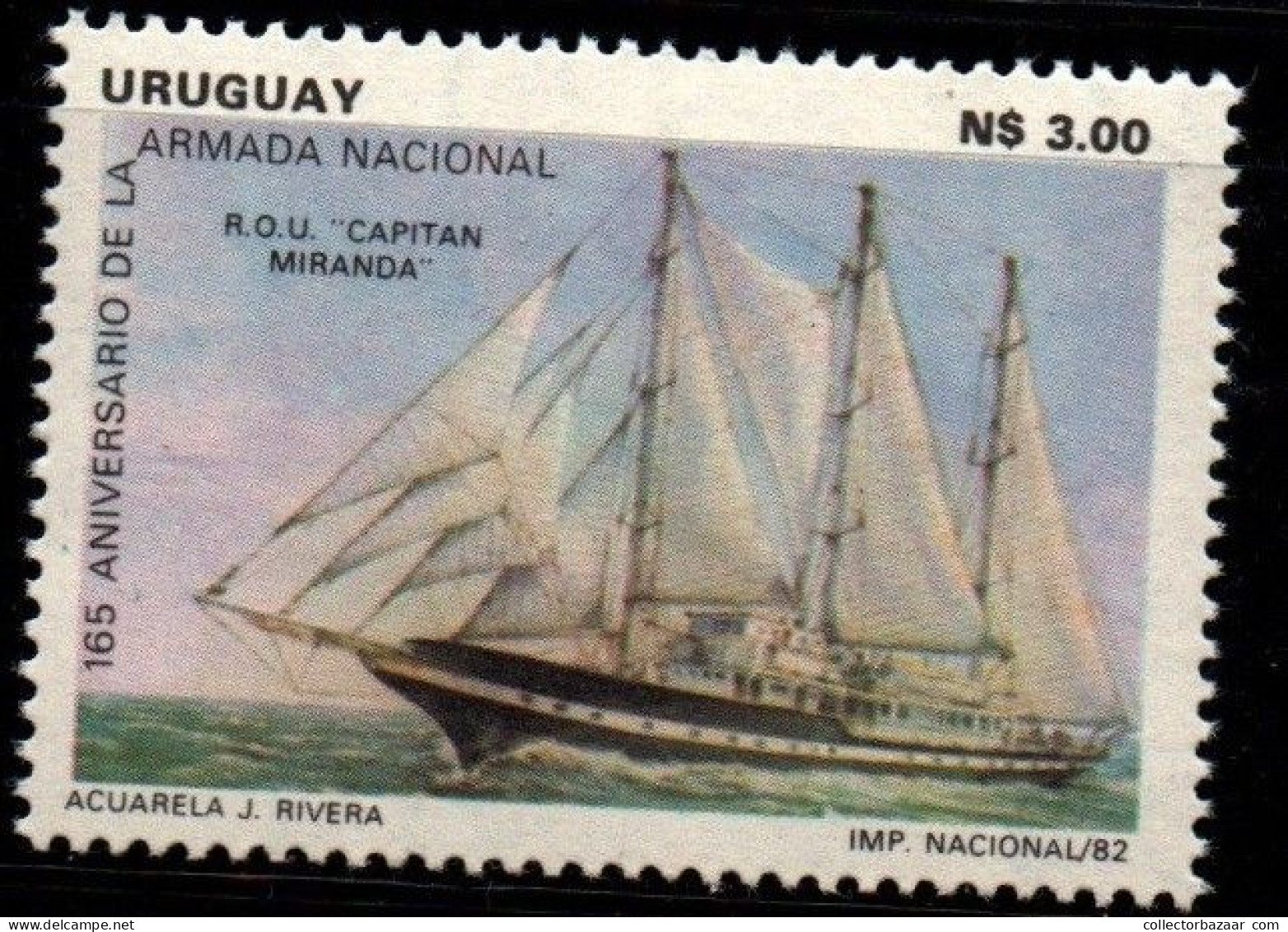 1982 Uruguay 165th Anniversary Of National Navy Vessel #1130 ** MNH - Uruguay