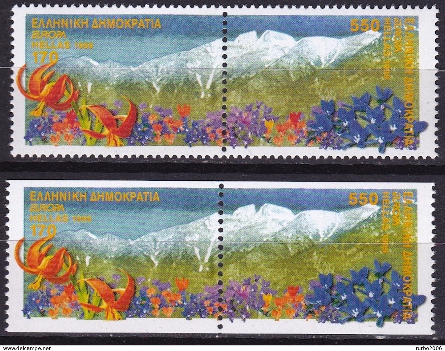 GREECE 1999 Europe / CEPT Both Pairs MNH Vl. 2046/2047 + 2046/2047 A - Unused Stamps