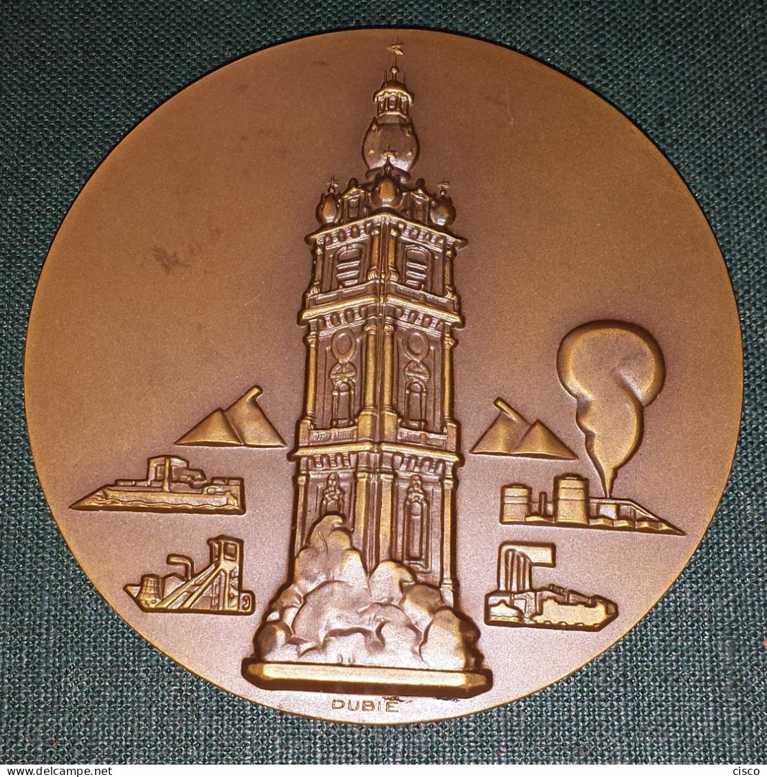 BELGIQUE Médaille DUBIE Beffroi De Mons - Electricité Du Borinage 1903 - 1953 - Professionali / Di Società