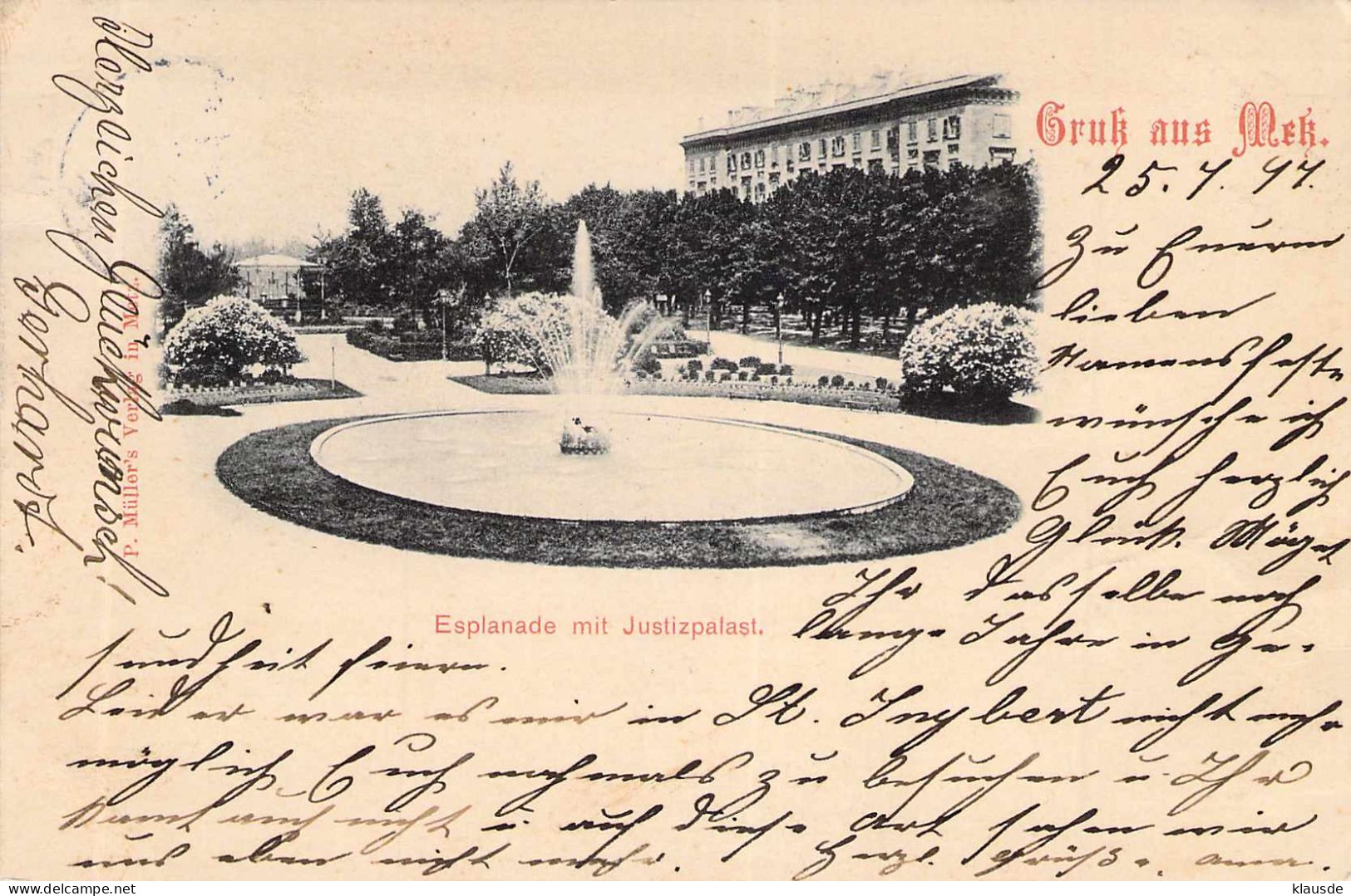 Gruss Aus Metz - Esplanade Mit Justizpalast Gel.1897 AKS - Lothringen