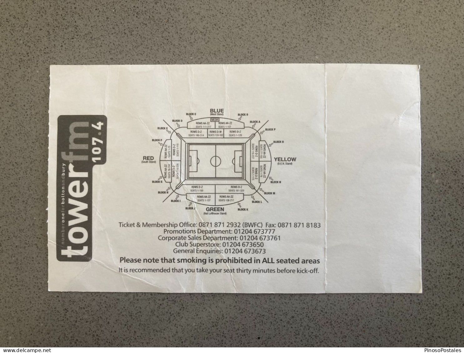 Bolton Wanderers V Newcastle United 2005-06 Match Ticket - Eintrittskarten