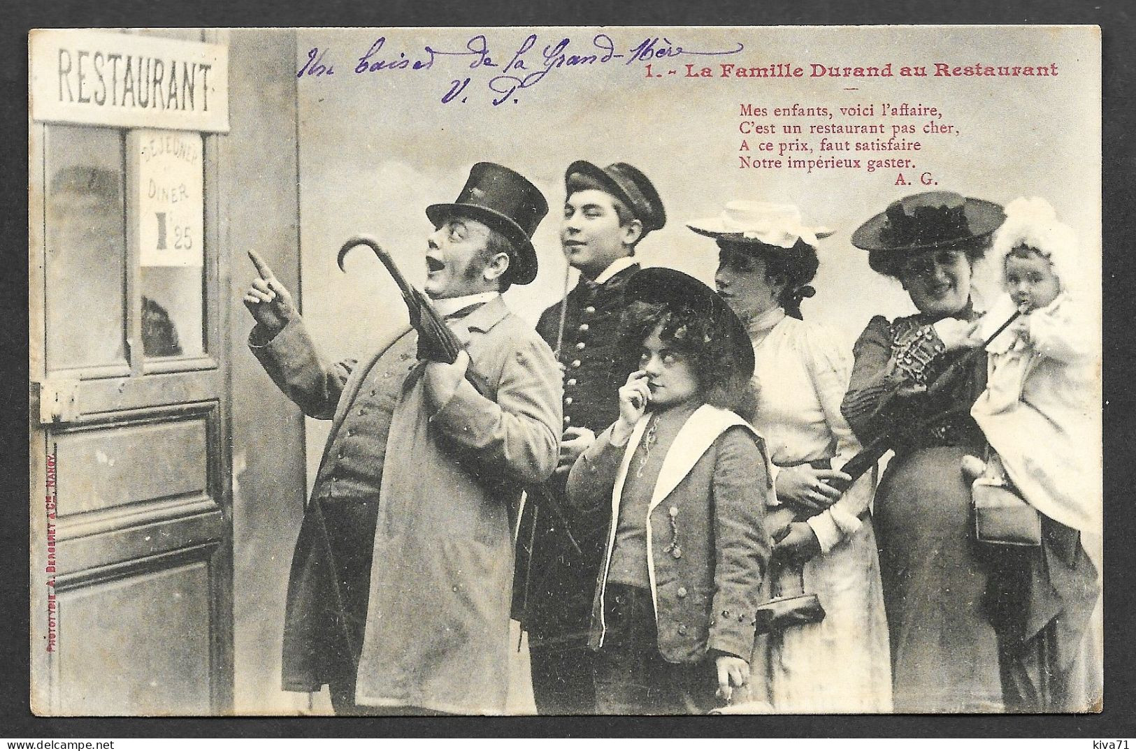 1 "La Famille Durand Au Restaurant "    1904 - Histoire