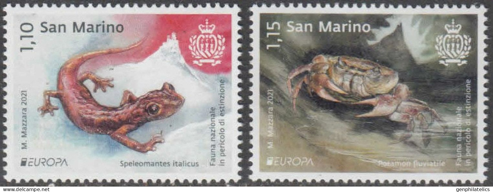 SAN MARINO 2021 Europa CEPT. Endangered National Wildlife - Fine Set MNH - Unused Stamps