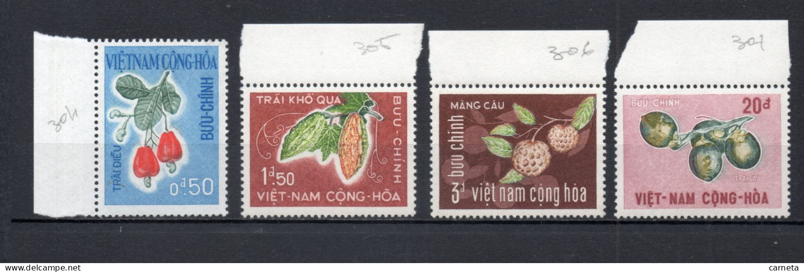 VIETNAM DU SUD   N° 304 à 307    NEUFS SANS CHARNIERE COTE 7.50€     FRUIT FLORE - Vietnam