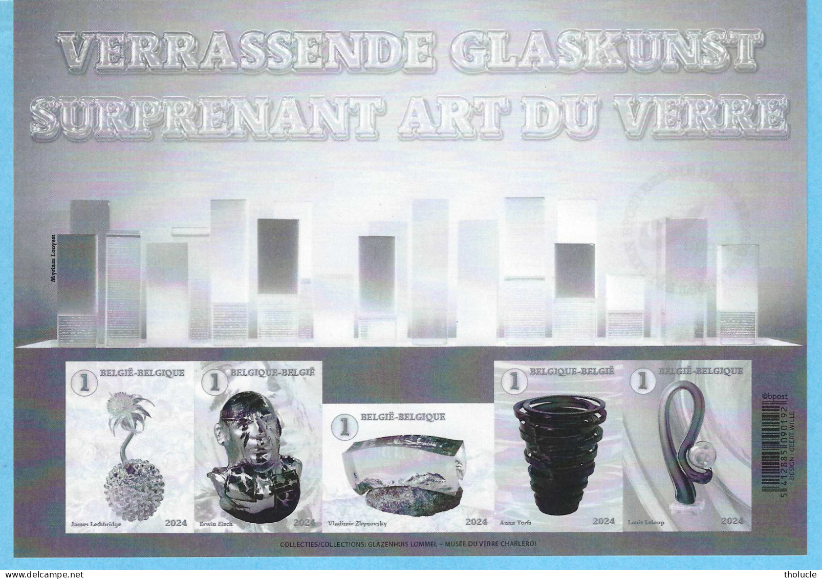 Belgïe-Belgique-2024-Zwart Wit-Ongetand-Non Dentelé-Verrassende Glaskunst-La Verrerie S/la Loupe-Surprenant Art Du Verre - B&W Sheetlets, Courtesu Of The Post  [ZN & GC]