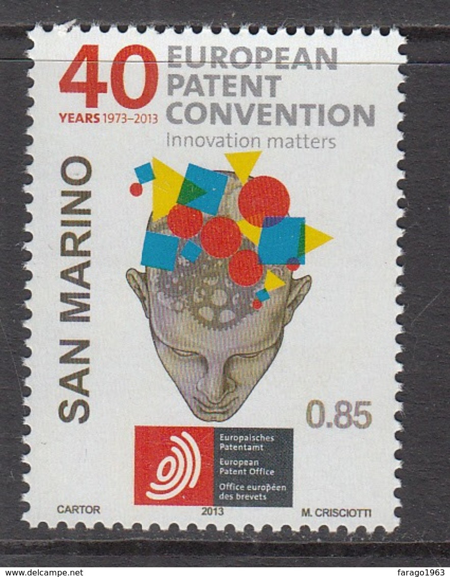 2013 San Marino European Patent Convention Complete  Set Of 1 MNH - Nuovi