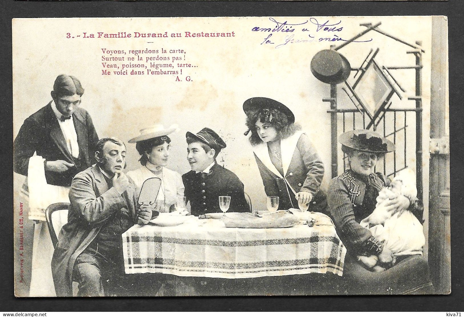 3  " La Famille Durand Au Restaurant "   1904 - Histoire