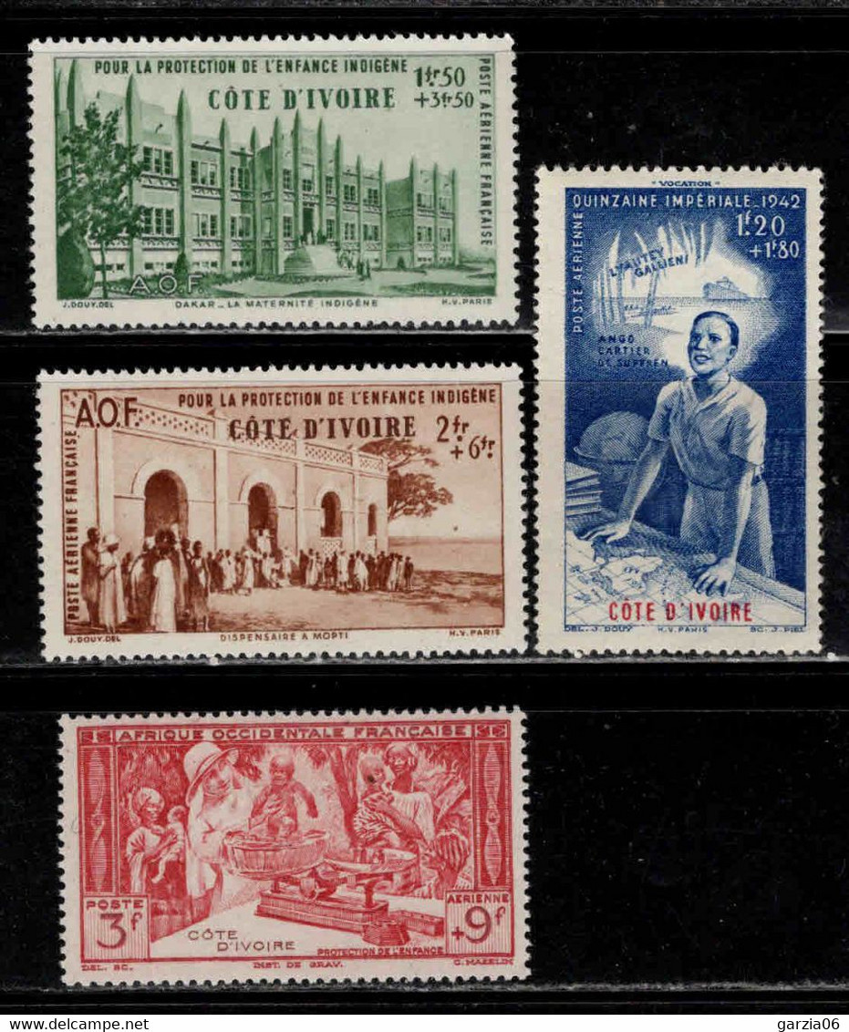 Cote D' Ivoire  - 1942 -  Protection De L' Enfance  -  PA 6 à 9 - Neufs** - MNH - Unused Stamps