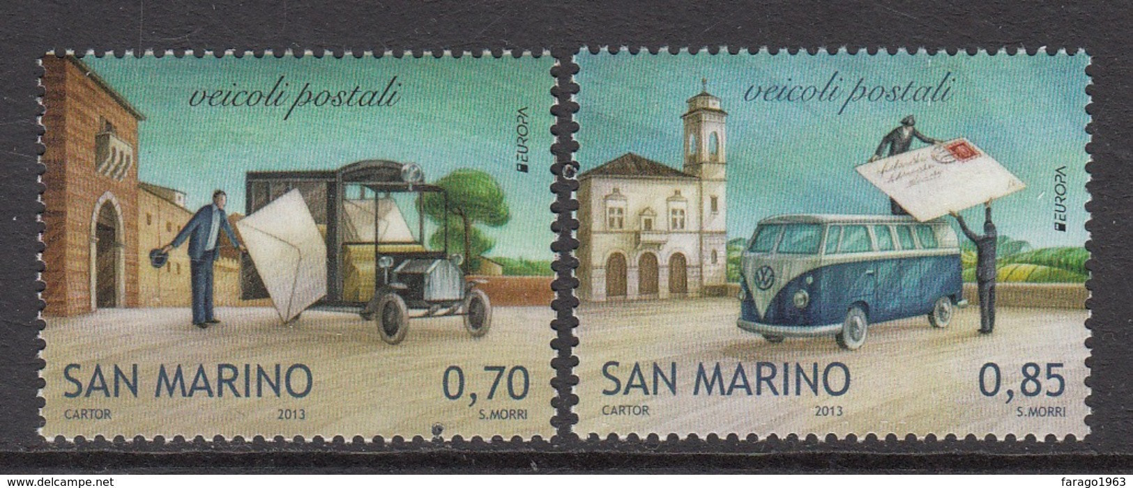 2013 San Marino Europa Mail Transport Volkswagen Camper Complete  Set Of 2 MNH - Neufs