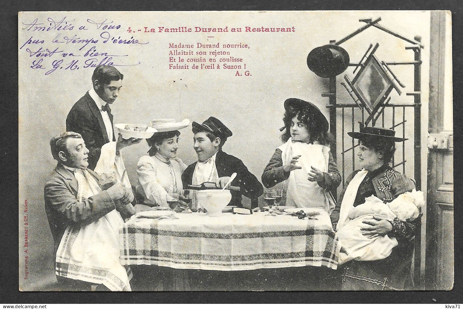 4  " La Famille Durand Au Restaurant "  1904 - Histoire