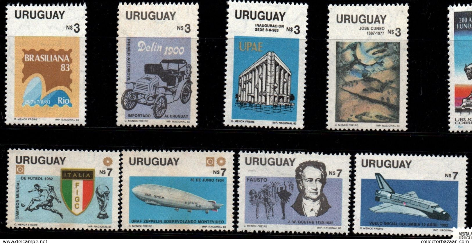1983 Uruguay Brasiliana Automobile UPAE Painter World Cup Zeppelin #1140 - 1147 ** MNH - Uruguay
