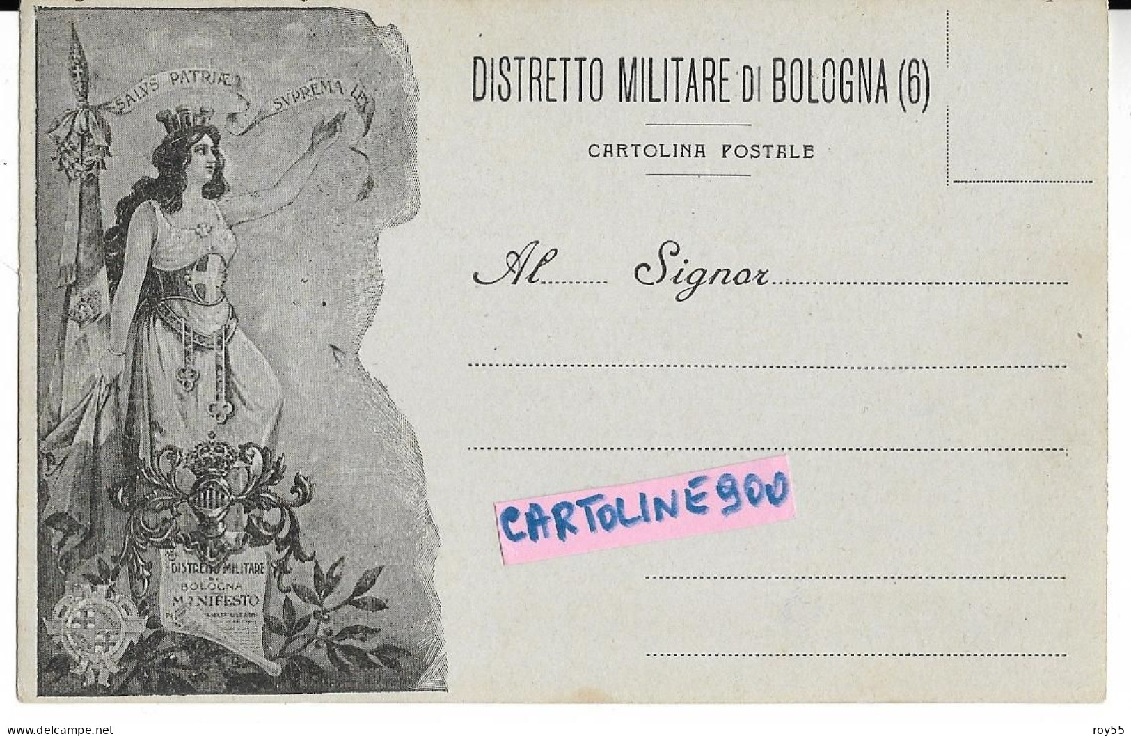 Emilia Romagna-bologna Distretto Militare Di Bologna Cartolina Postale (f.piccolo) - Bologna