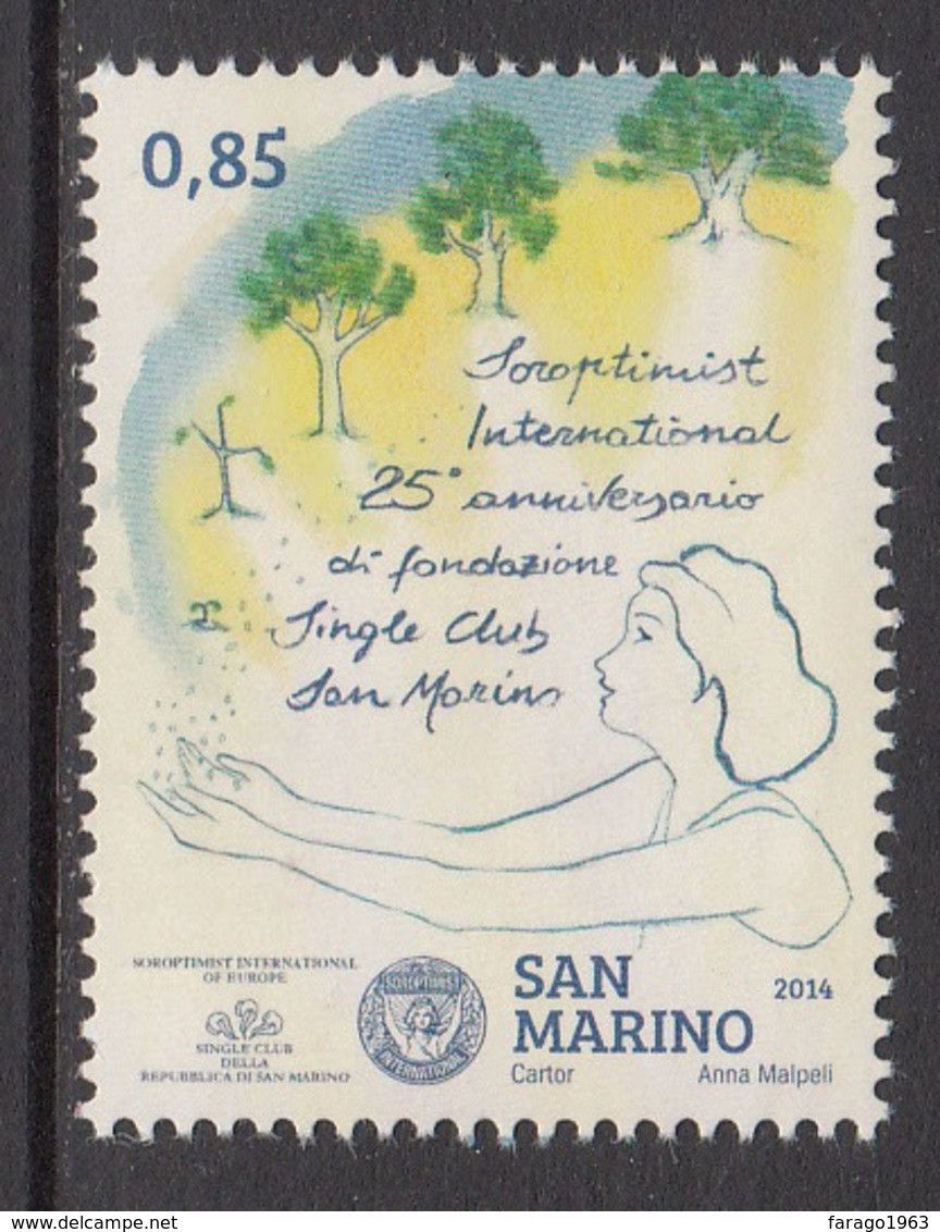 2014 San Marino Soroptimist Trees   Complete  Set Of 1 MNH - Neufs