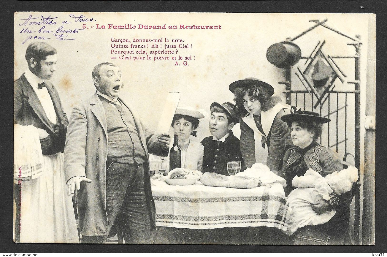 5  " La Famille Durand Au Restaurant "    1904 - Histoire