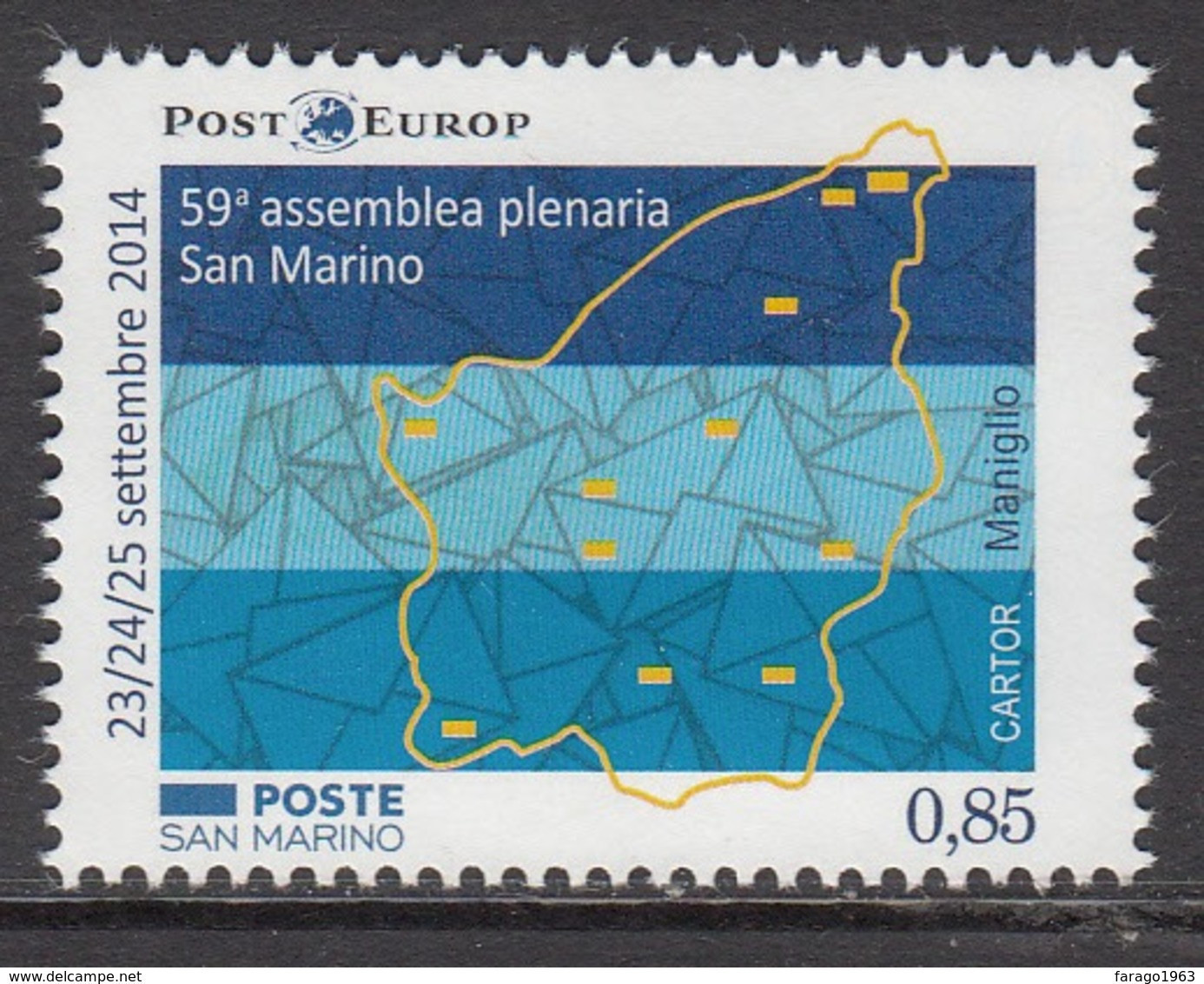 2014 San Marino Europost Maps      Complete  Set Of 1 MNH - Ungebraucht