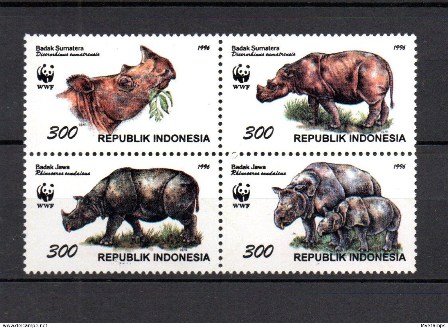 Indonesien 1996 Satz 1648/51 WWF/Naturschutz/Nashorn Postfrisch - Indonesia
