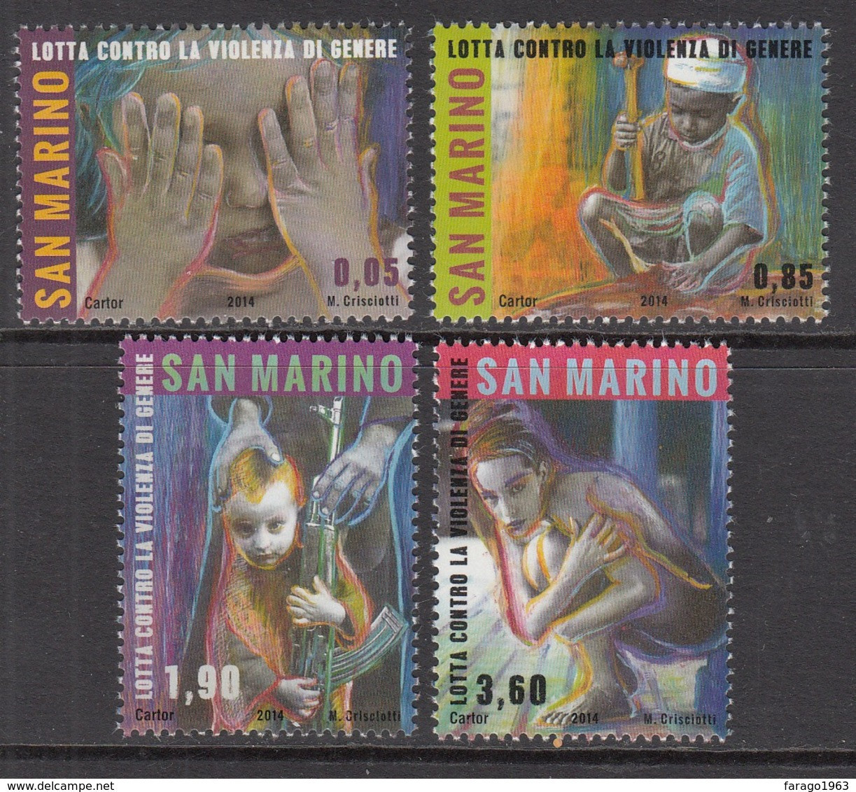 2014 San Marino Campaign Against Gender Violence Complete  Set Of 4 MNH - Ongebruikt