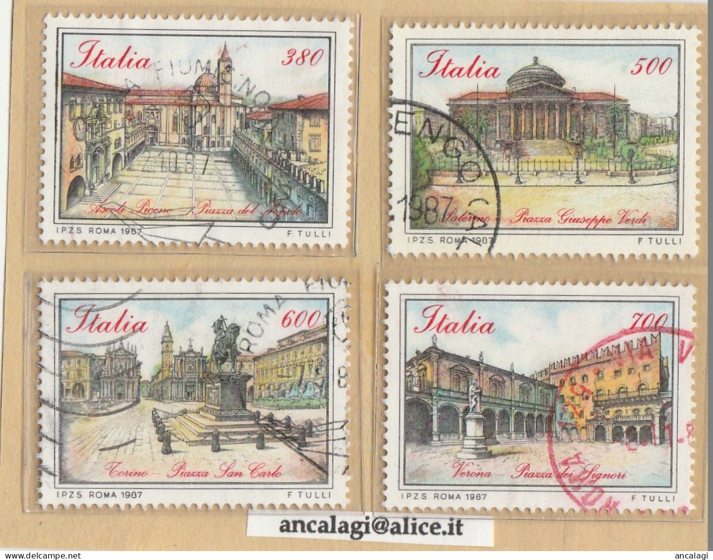 USATI ITALIA 1987 - Ref.0567 "PIAZZE D'ITALIA" Serie Di 4 Val. - - 1981-90: Usati