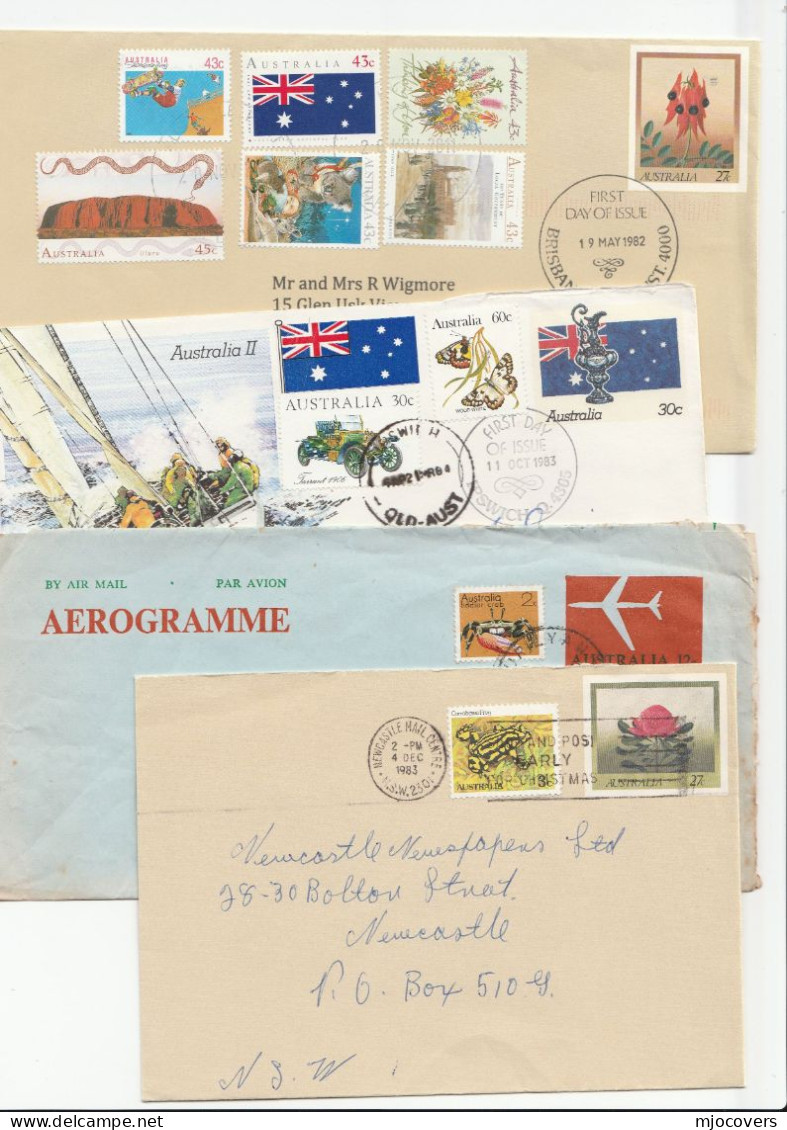 4 Diff UPRATED Australia POSTAL STATIONERY Multi Stamps COVERS  1970s -1980s Cover - Enteros Postales